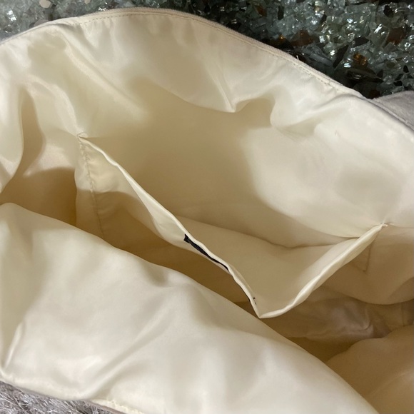 YO-LAN handmade cream canvas lined tote bag, inside patch pocket.  NWOT. - Picture 3 of 5